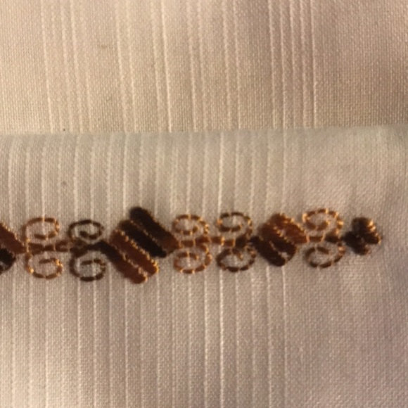 Handkerchief Set of 3 Blue, Brown and Red Stitching still pinned in box … - Picture 5 of 10